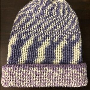 Stylish Purple and White Women's Wool Reversible Knitted Beanie